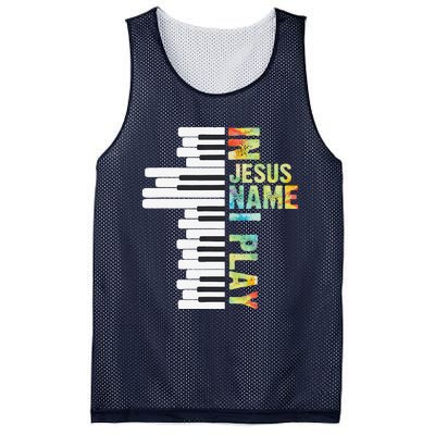 In Jesus Name I Play Piano Christian Music Vintage Gift Mesh Reversible Basketball Jersey Tank