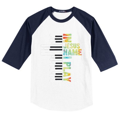 In Jesus Name I Play Piano Christian Music Vintage Gift Baseball Sleeve Shirt