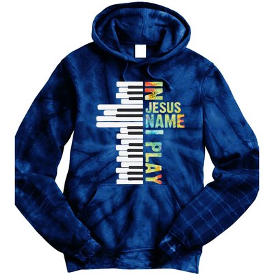 In Jesus Name I Play Piano Christian Music Vintage Gift Tie Dye Hoodie