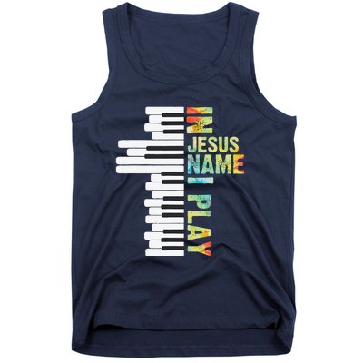 In Jesus Name I Play Piano Christian Music Vintage Gift Tank Top