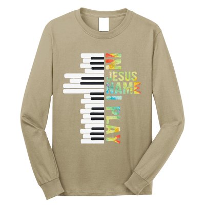 In Jesus Name I Play Piano Christian Music Vintage Gift Long Sleeve Shirt