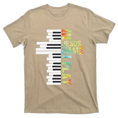 In Jesus Name I Play Piano Christian Music Vintage Gift T-Shirt