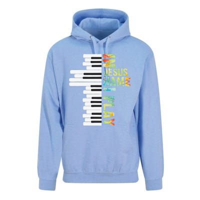 In Jesus Name I Play Piano Christian Music Vintage Gift Unisex Surf Hoodie