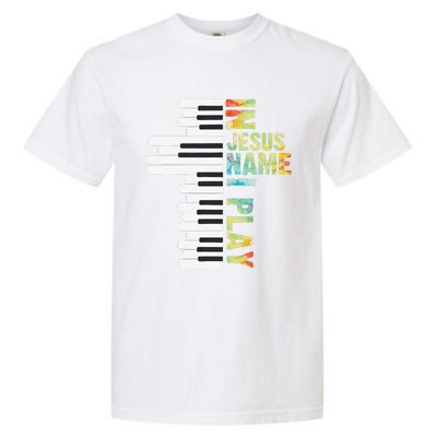 In Jesus Name I Play Piano Christian Music Vintage Gift Garment-Dyed Heavyweight T-Shirt