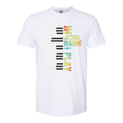 In Jesus Name I Play Piano Christian Music Vintage Gift Softstyle® CVC T-Shirt