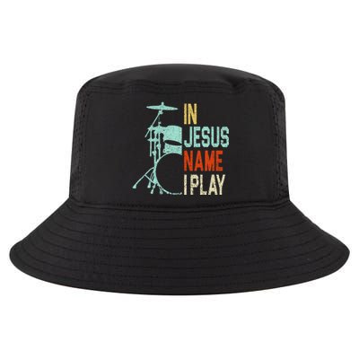 In Jesus Name I Play Drums Drumming Drummer Christian Cool Comfort Performance Bucket Hat