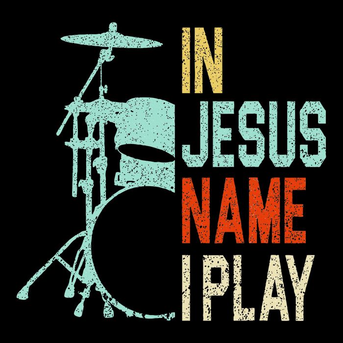 In Jesus Name I Play Drums Drumming Drummer Christian Button