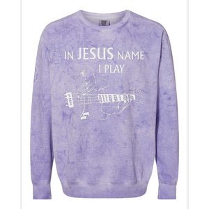 In Jesus Name I Play Bass Guitar Guitarist Player S Colorblast Crewneck Sweatshirt