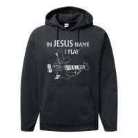 In Jesus Name I Play Bass Guitar Guitarist Player S Performance Fleece Hoodie