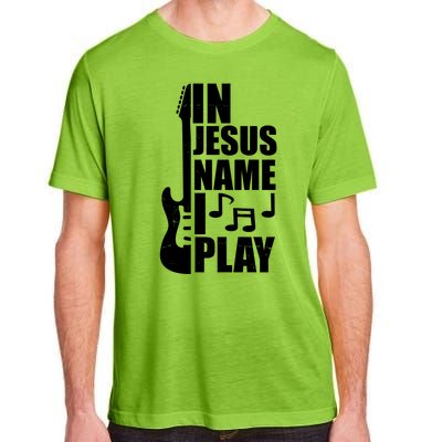 In Jesus Name I Play Guitar Adult ChromaSoft Performance T-Shirt