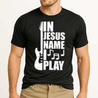 In Jesus Name I Play Guitar Cooling Performance Crew T-Shirt