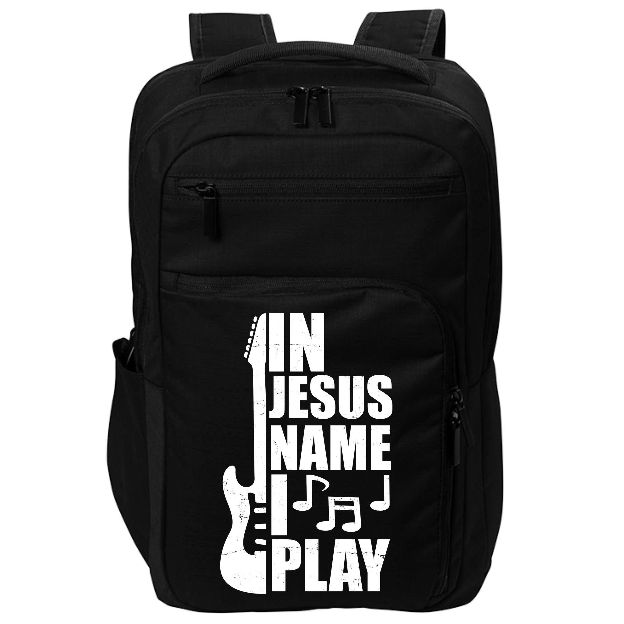 In Jesus Name I Play Guitar Impact Tech Backpack