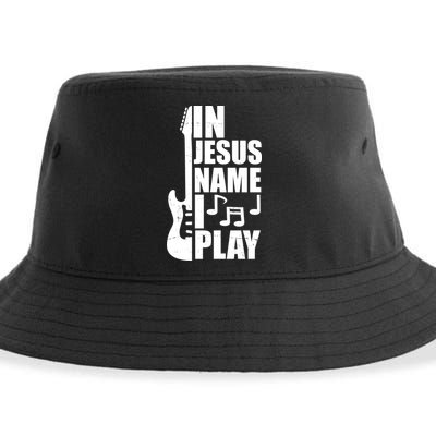 In Jesus Name I Play Guitar Sustainable Bucket Hat