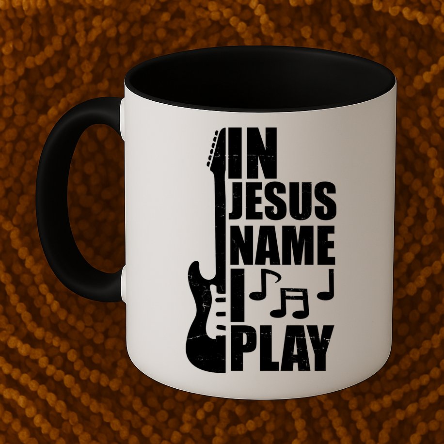 In Jesus Name I Play Guitar Mug