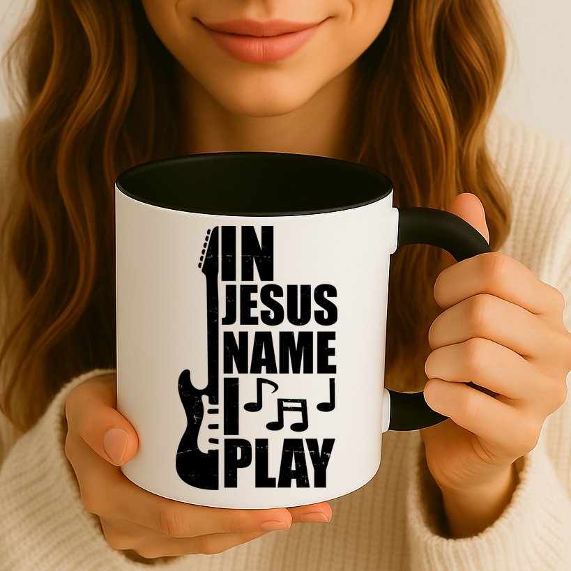 In Jesus Name I Play Guitar Mug