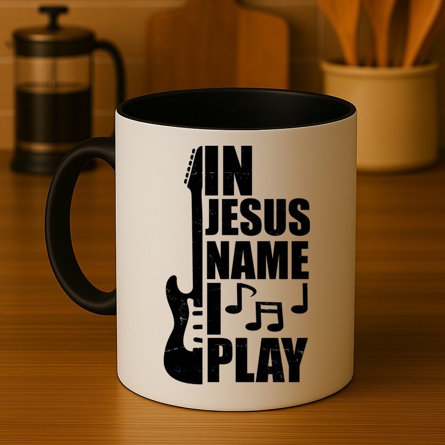In Jesus Name I Play Guitar Mug