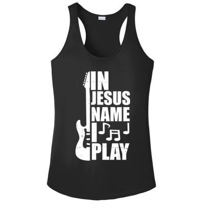 In Jesus Name I Play Guitar Ladies PosiCharge Competitor Racerback Tank