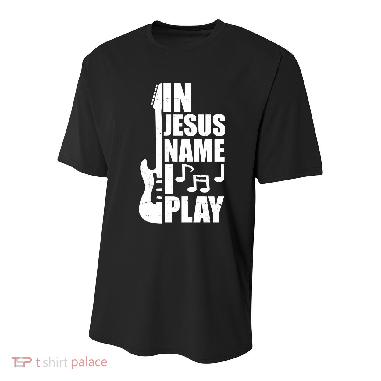 In Jesus Name I Play Guitar Youth Performance Sprint T-Shirt