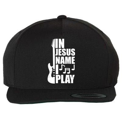 In Jesus Name I Play Guitar Wool Snapback Cap