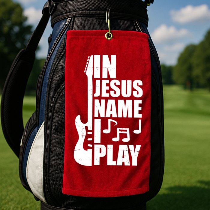 In Jesus Name I Play Guitar Golf Towel