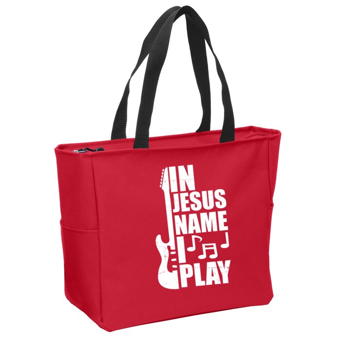 In Jesus Name I Play Guitar Zip Tote Bag