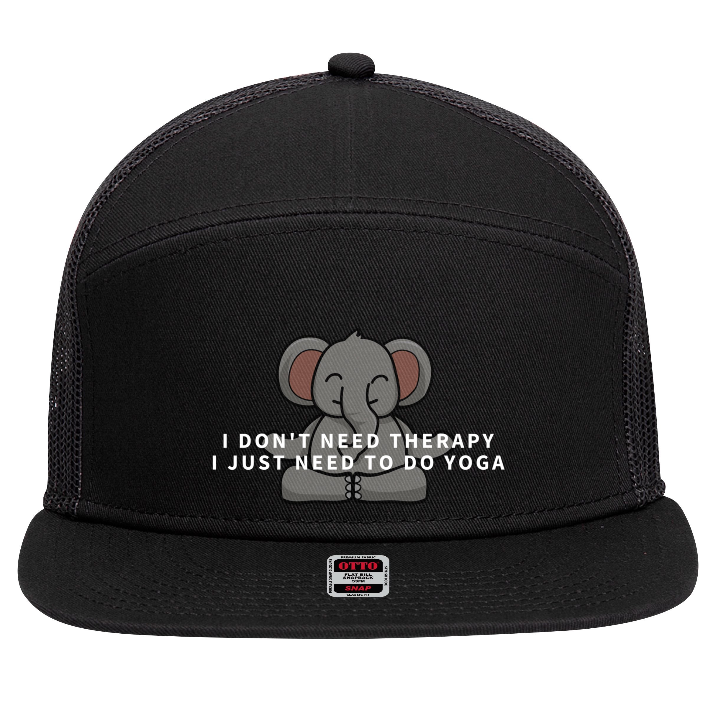 I Just Need To Do Yoga Elephant Pilates Funny Gift 7 Panel Mesh Trucker Snapback Hat