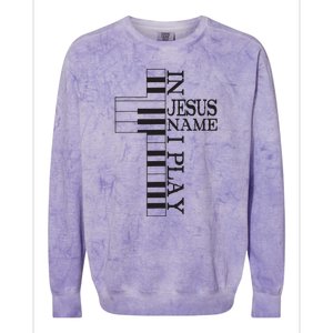 In Jesus Name I Play Christian Pianist Funny Piano Lover Colorblast Crewneck Sweatshirt