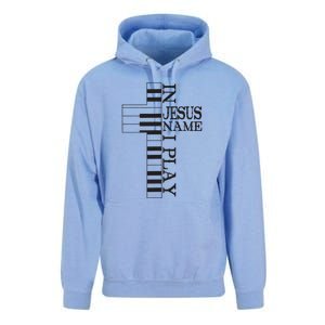 In Jesus Name I Play Christian Pianist Funny Piano Lover Unisex Surf Hoodie