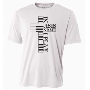 In Jesus Name I Play Christian Pianist Funny Piano Lover Cooling Performance Crew T-Shirt