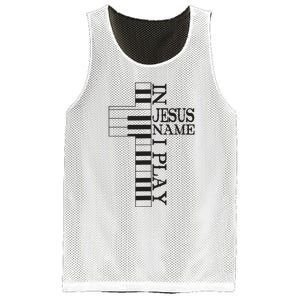 In Jesus Name I Play Christian Pianist Funny Piano Lover Mesh Reversible Basketball Jersey Tank