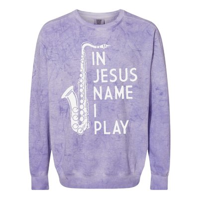 In Jesus Name I Play Piano Christian Music Vintage Colorblast Crewneck Sweatshirt