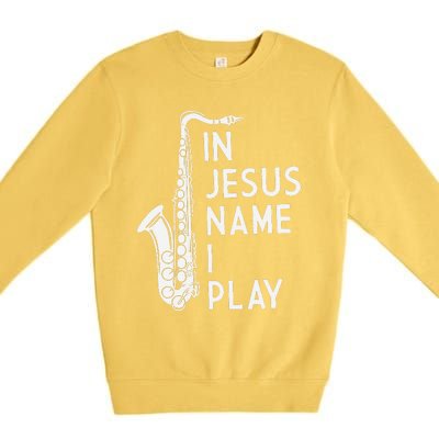 In Jesus Name I Play Piano Christian Music Vintage Premium Crewneck Sweatshirt