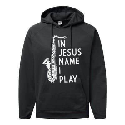 In Jesus Name I Play Piano Christian Music Vintage Performance Fleece Hoodie