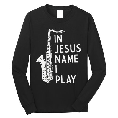 In Jesus Name I Play Piano Christian Music Vintage Long Sleeve Shirt