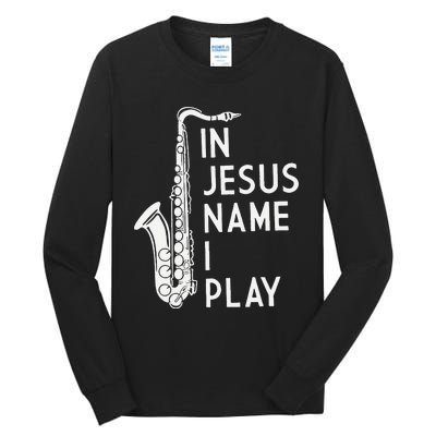 In Jesus Name I Play Piano Christian Music Vintage Tall Long Sleeve T-Shirt