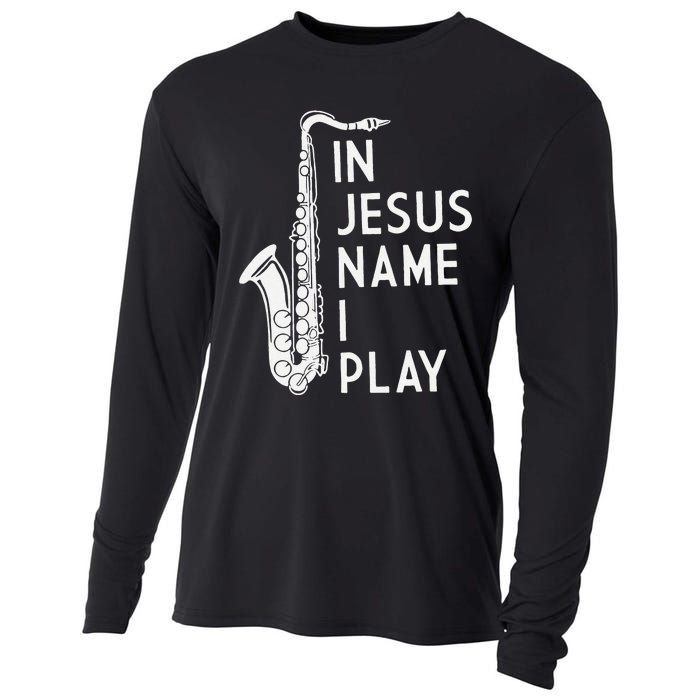 In Jesus Name I Play Piano Christian Music Vintage Cooling Performance Long Sleeve Crew