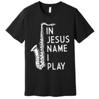 In Jesus Name I Play Piano Christian Music Vintage Premium T-Shirt