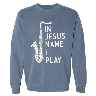 In Jesus Name I Play Piano Christian Music Vintage Garment-Dyed Sweatshirt