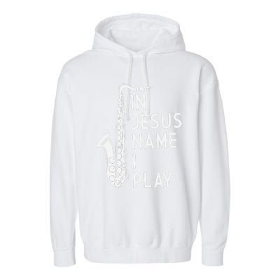 In Jesus Name I Play Piano Christian Music Vintage Garment-Dyed Fleece Hoodie