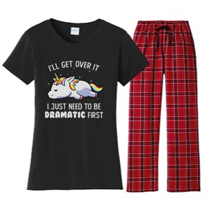 I Just Need To Be Dramatic Lazy Unicorn Gift - Lazy Unicorn Women's Flannel Pajama Set