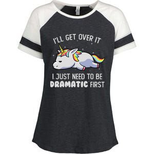 I Just Need To Be Dramatic Lazy Unicorn Gift - Lazy Unicorn Enza Ladies Jersey Colorblock Tee