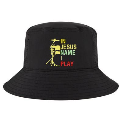 In Jesus Name I Play Vintage Drum Cool Comfort Performance Bucket Hat