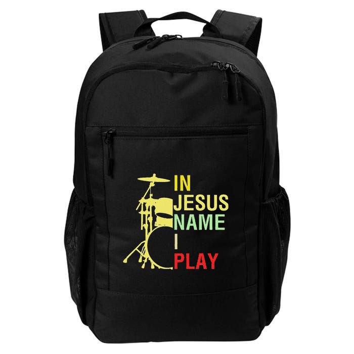 In Jesus Name I Play Vintage Drum Backpack