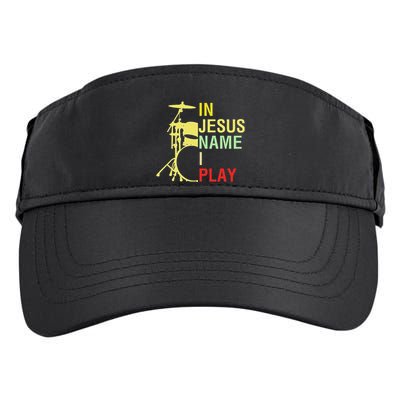 In Jesus Name I Play Vintage Drum Adult Drive Performance Visor