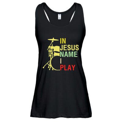 In Jesus Name I Play Vintage Drum Ladies Essential Flowy Tank