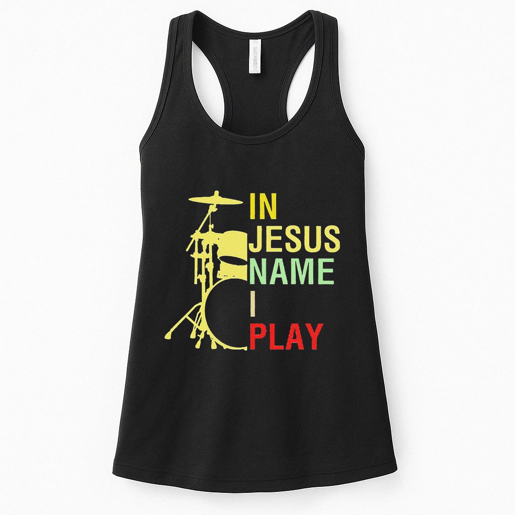 In Jesus Name I Play Vintage Drum Womens Tank Top