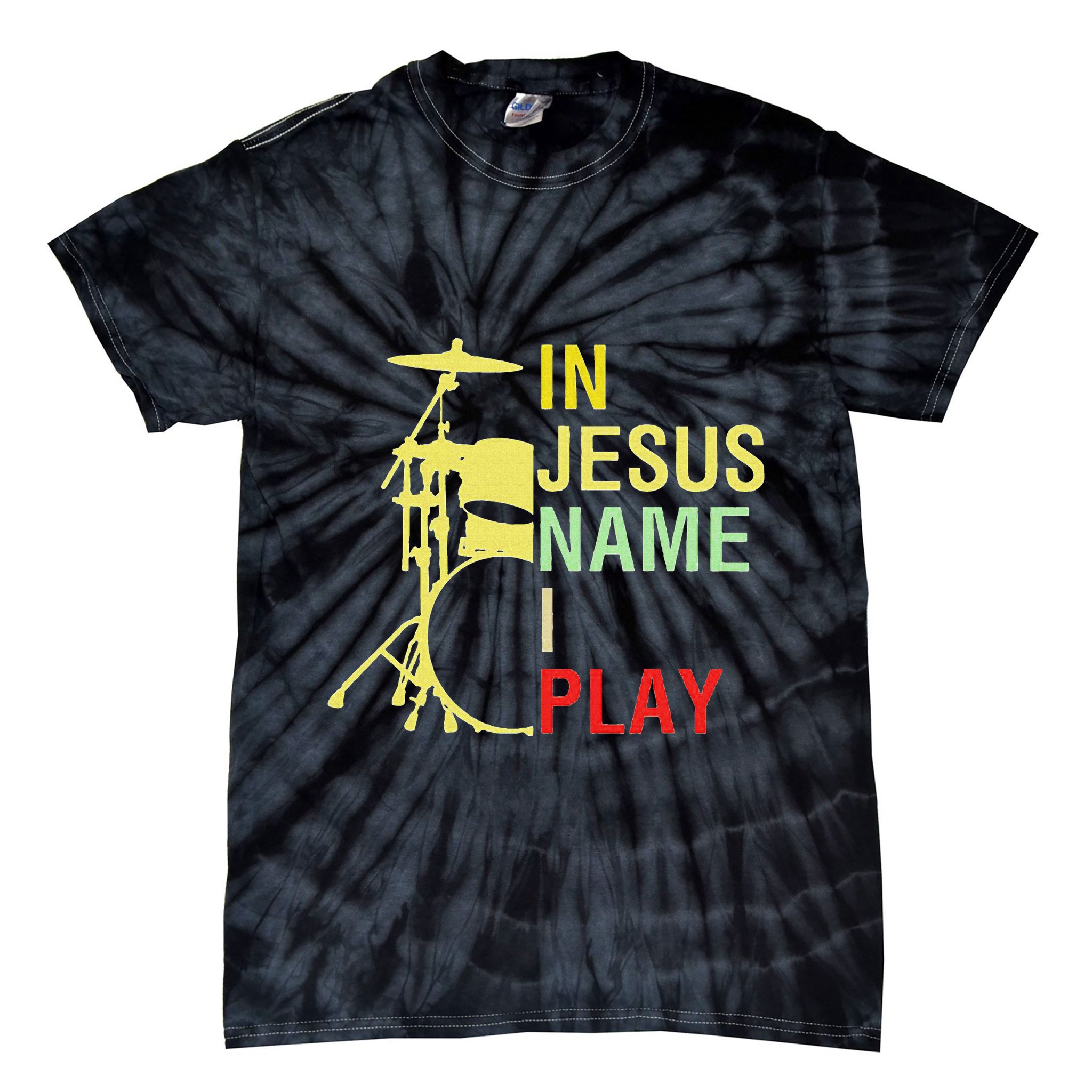 In Jesus Name I Play Vintage Drum Tie-Dye T-Shirt