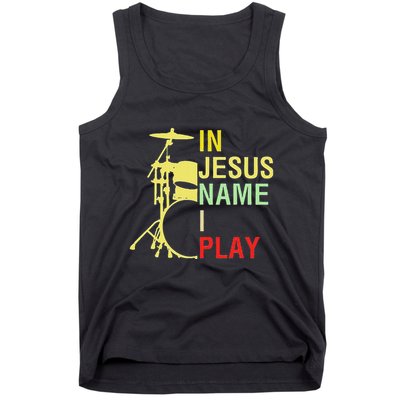In Jesus Name I Play Vintage Drum Tank Top