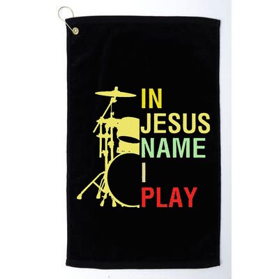 In Jesus Name I Play Vintage Drum Golf Towel