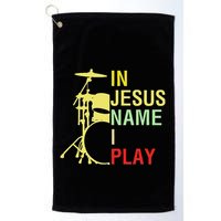 In Jesus Name I Play Vintage Drum Golf Towel